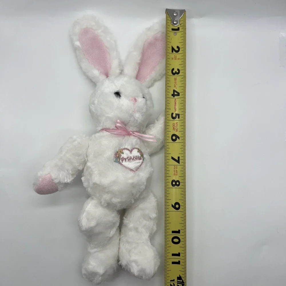 Vintage Carter's White Bunny Plush Rattle Pink Bow Embroidered Heart‎ Princess